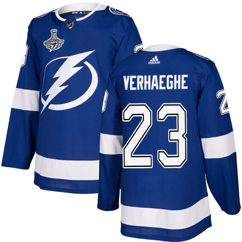 Adidas Tampa Bay Lightning 23 Carter Verhaeghe Blue Home Authentic Youth 2020 Stanley Cup Champions Stitched NHL Jersey